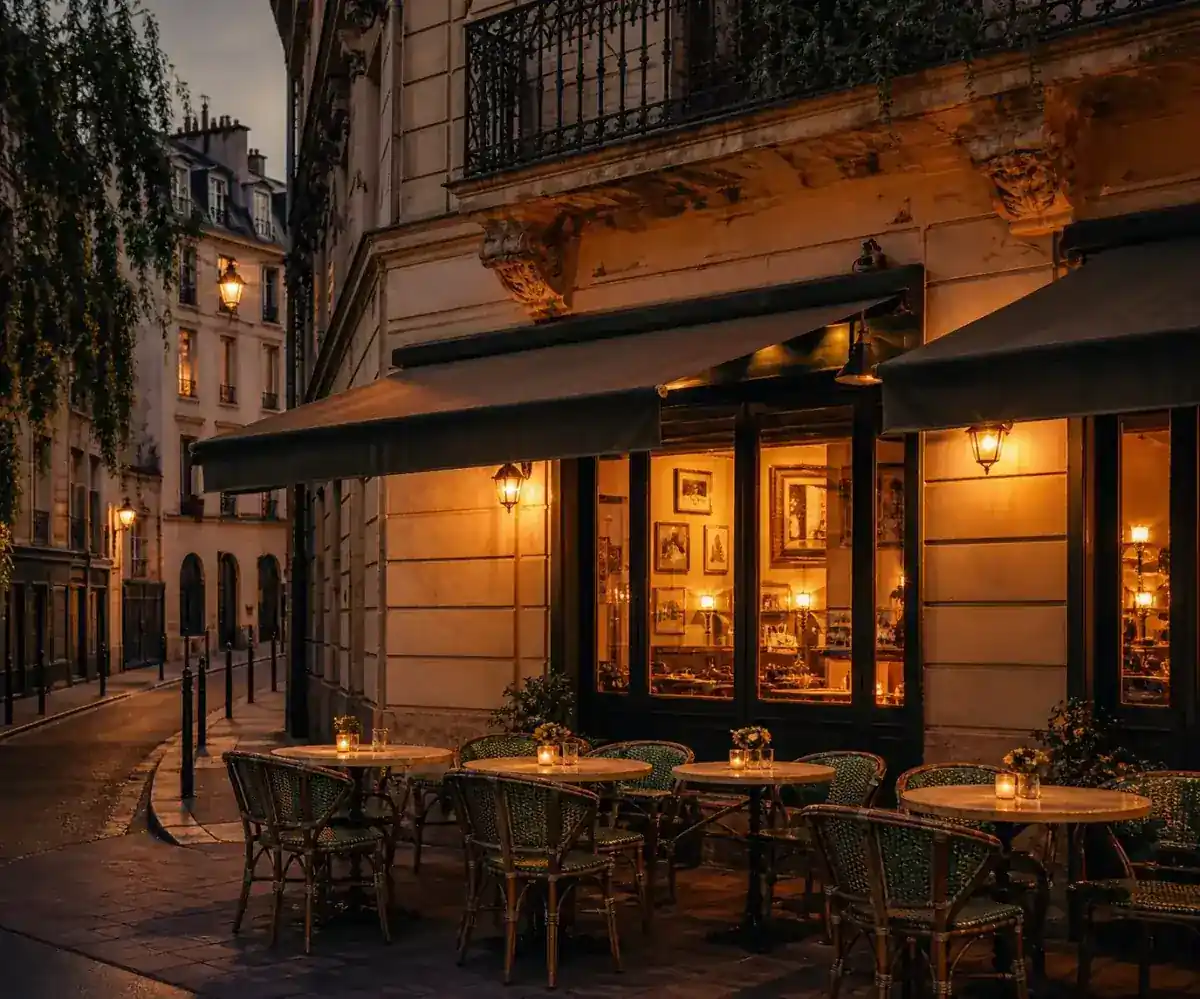 Chic café setting in Saint-Germain Paris