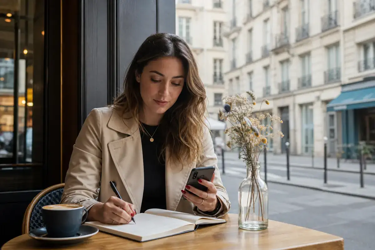Ambitious woman enjoying an independent moment in Paris