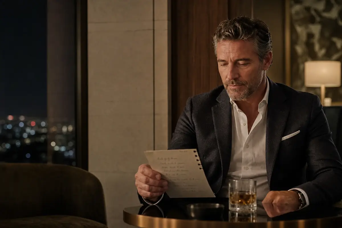 Successful adult man relaxing in a private Paris lounge